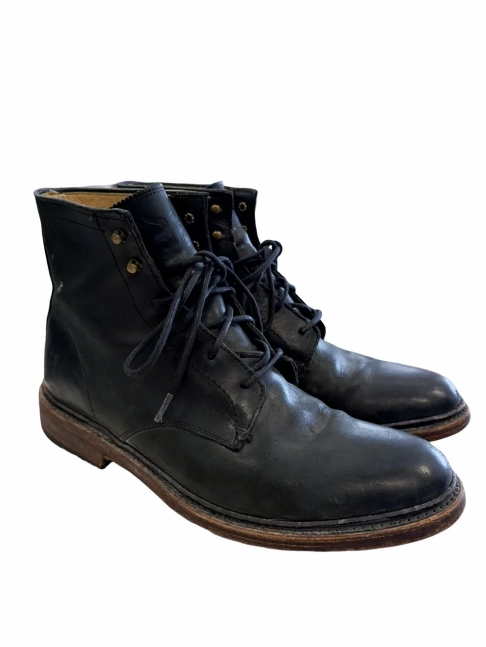 Frye James Lace Up Mens Black Leather Lace Up Casual Dress Boots Size 9.5 D